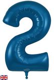 Oaktree 34inch Number 2 Metallic Navy Blue - Foil Balloons
